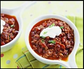 Two Bowls of Chili with Sour Cream