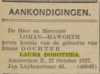 "Familiebericht". "Algemeen Handelsblad". Amsterdam, 28-10-1927