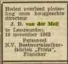 Familiebericht, Leeuwarder courant, 20-11-1962