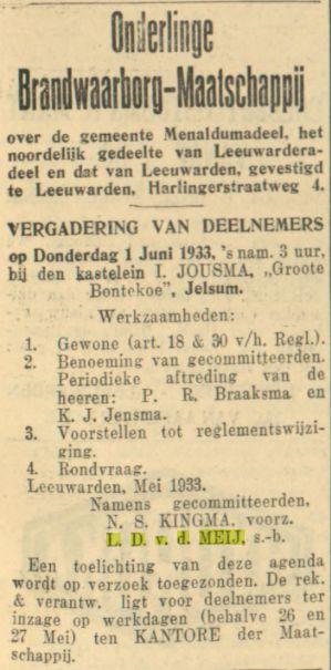 Leeuwarder courant van 22-05-1933
