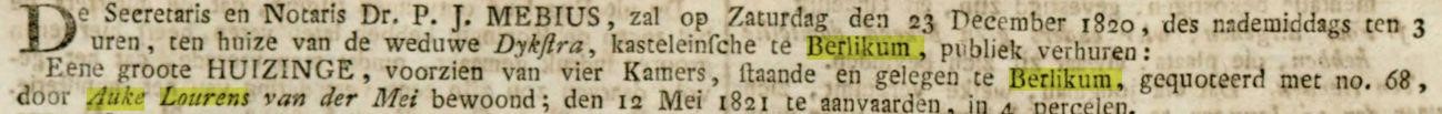 "Advertentie". "Leeuwarder courant". Leeuwarden, 15-12-1820.