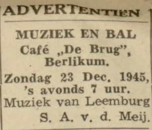 Familiebericht Leeuwarder koerier, 22-12-1945