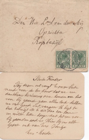 Brief van moeder Trijntje van der Meij-Lautenbach uit 1925