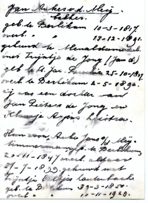 Aantekeningen door P13 Lourens Aukes van der Meij