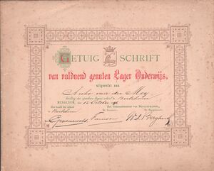 Getuigschrift Lagere School