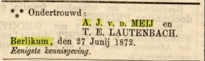 Familiebericht Leeuwarder courant 05-07-1872